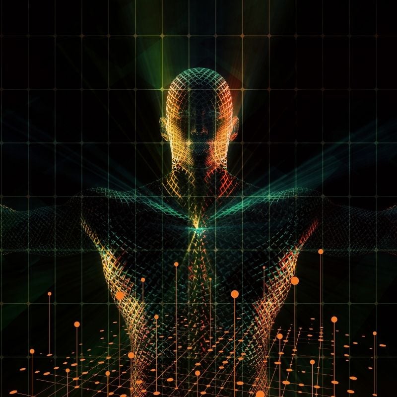 Human body graphic on a dark background