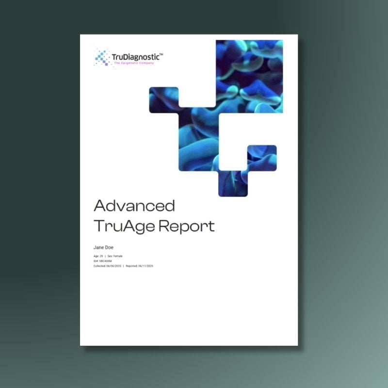 The TruAge Complete test report with the title 'reveal your truage'