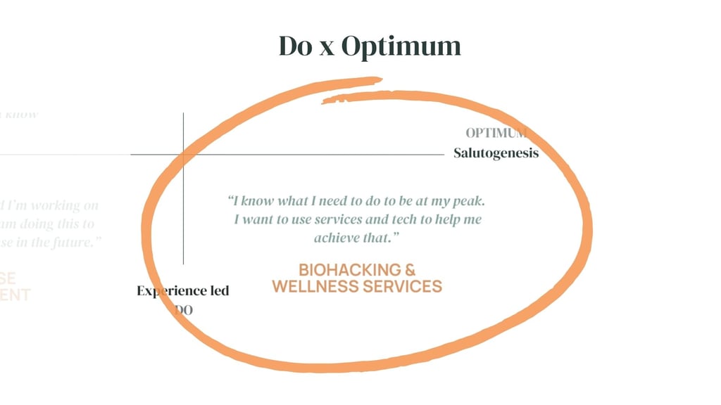 zoomed in section of health services matrix focusing on biohacking and wellness services